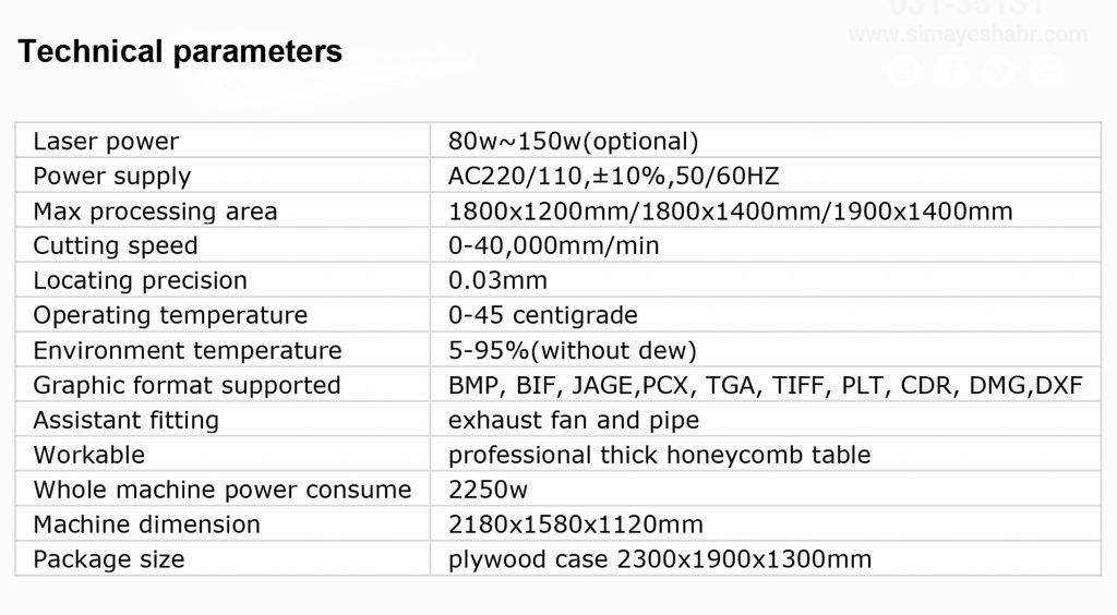 مشخصات دستگاه برش لیزر پارچه دوربین دار